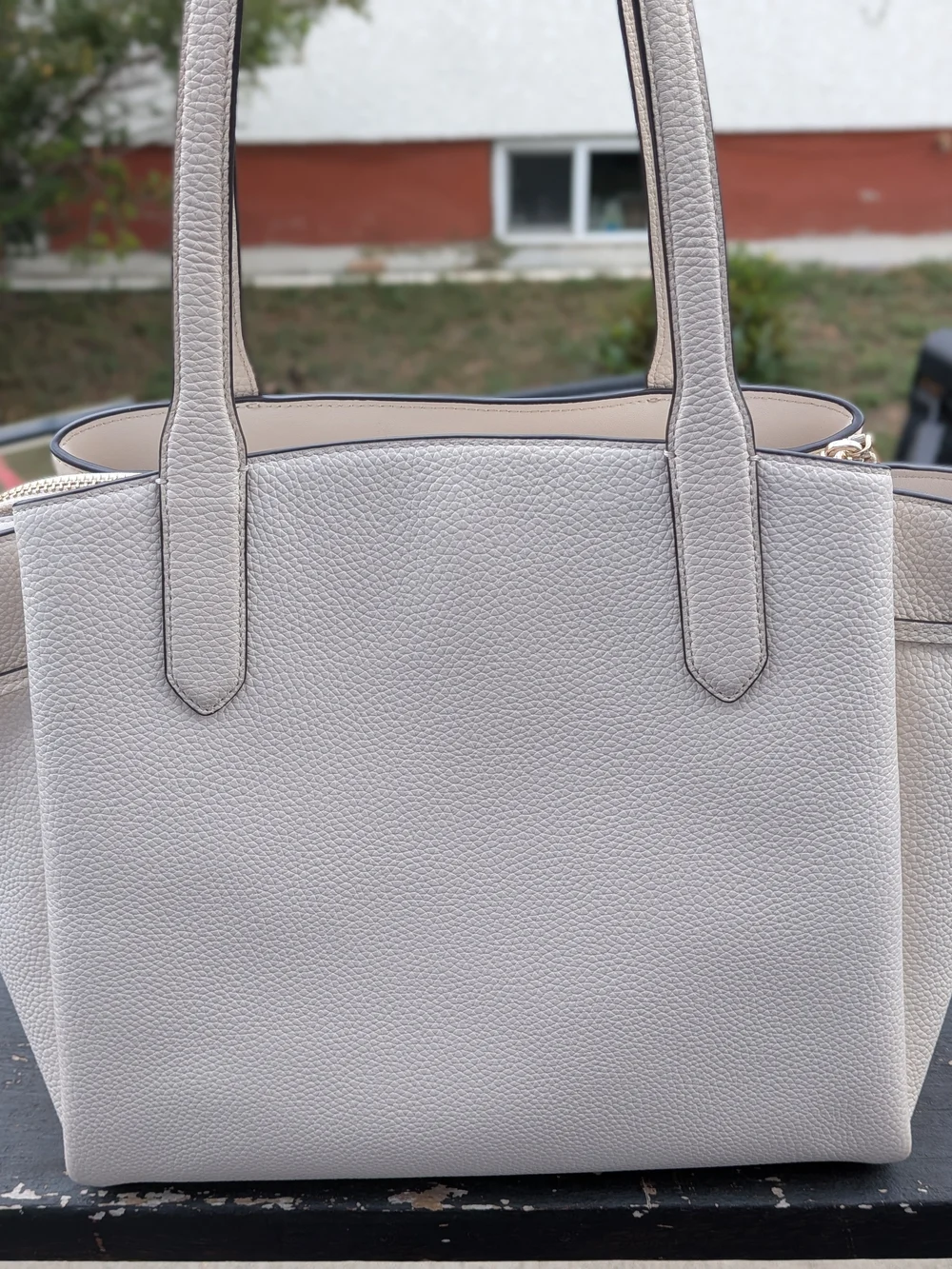 Kate Spade New York: Dumpling Medium Tote, Parchment White Pebbled Leather 💖